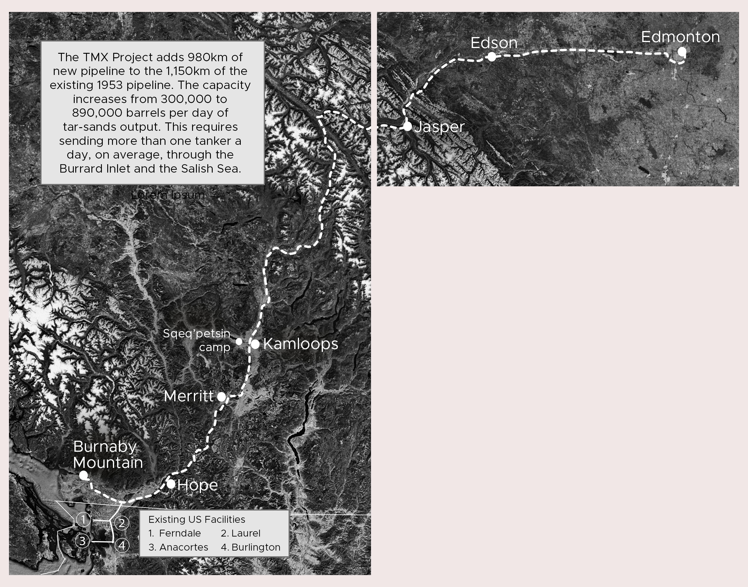 Route of the TMX pipeline