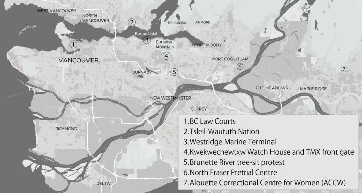 The Vancouver region, highlighting TMX resistance locations